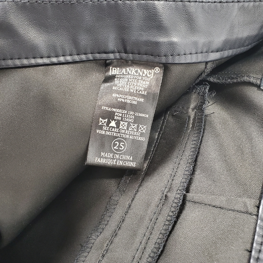 BlankNYC The Bond Black Vegan Leather / Faux Leather Skinny Pants Size 25 - Picture 7 of 15
